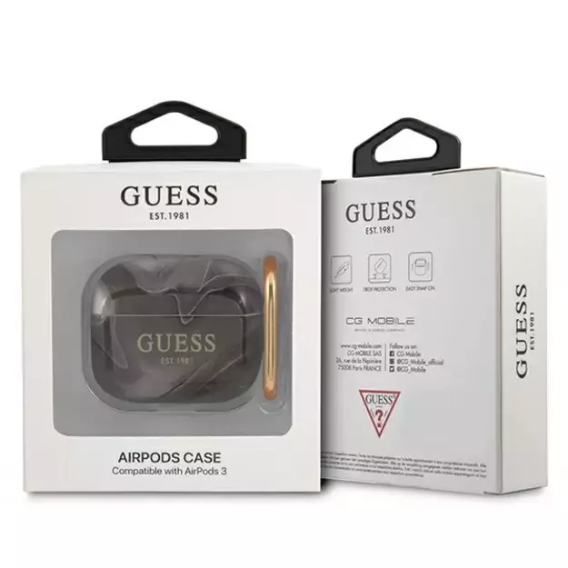 Guess GUA3UNMK AirPods 3 cover black/black Marble Collection 4