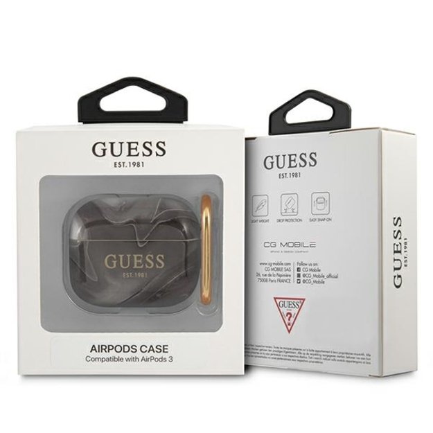 Guess GUA3UNMK AirPods 3 cover black/black Marble Collection 2