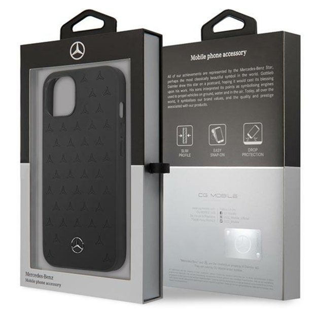 Mercedes MEHCP13SPSQBK iPhone 13 mini 5,4  czarny/black hardcase Leather Stars Pattern 7