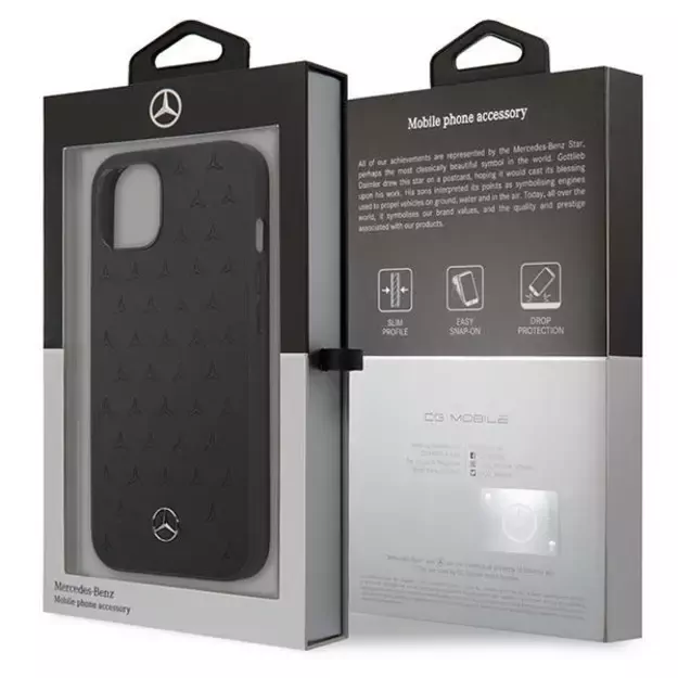 Mercedes MEHCP13SPSQBK iPhone 13 mini 5,4  czarny/black hardcase Leather Stars Pattern 14