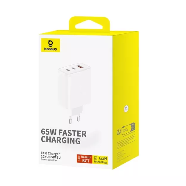 Baseus Cube Pro 65W GaN charger 2x USB-C USB-A - white 4
