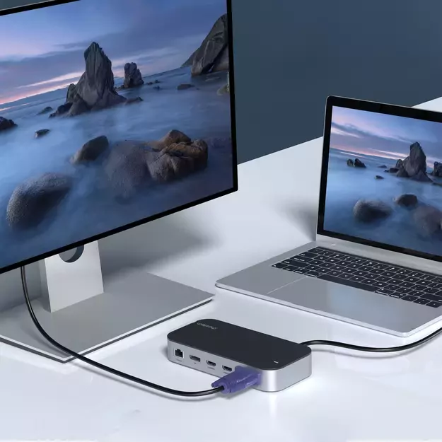 HUB Choetch M52 USB-C - USB-C PD/USB-C/USB-A/HDMI/VGA/DP/SD/TF/RJ45/AUX - gray 10