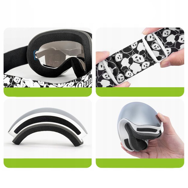 Qunature Panda Ski Goggles for Kids - Black/White 4