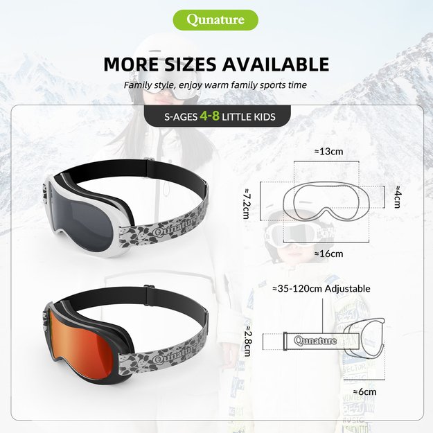 Qunature Panda Ski Goggles for Kids - Black/White 5