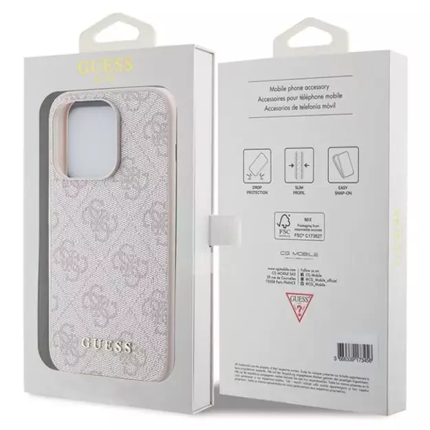 Guess 4G Metal Gold Logo case for iPhone 15 Pro - pink 7