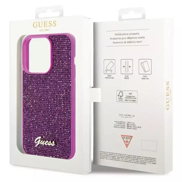 Guess Disco Metal Script case for iPhone 15 Pro - pink 7