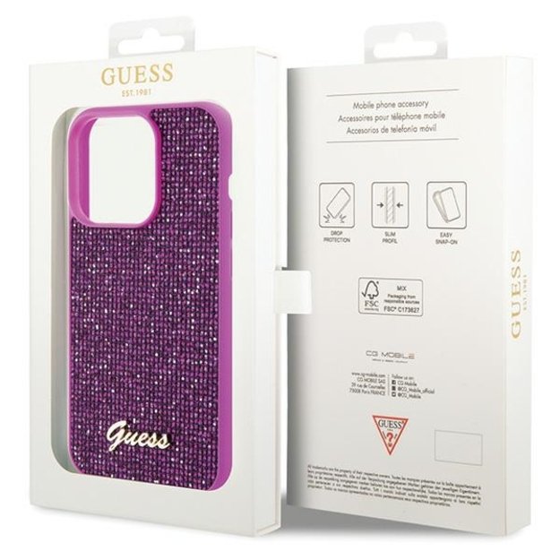 Guess Disco Metal Script case for iPhone 15 Pro - pink 14