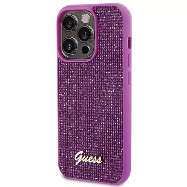 Guess Disco Metal Script case for iPhone 15 Pro - pink 1