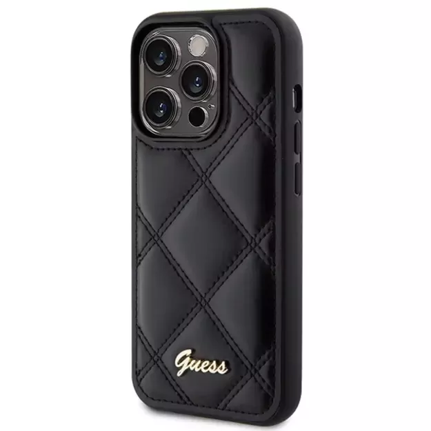 Guess Quilted Metal Logo case for iPhone 15 Pro Max - black 1