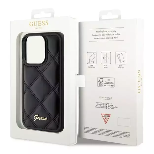Guess Quilted Metal Logo case for iPhone 15 Pro Max - black 7