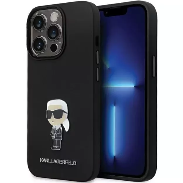Karl Lagerfeld KLHCP14XSMHKNPK case for iPhone 14 Pro Max 6.7&quot  - black Silicone Ikonik Metal Pin
