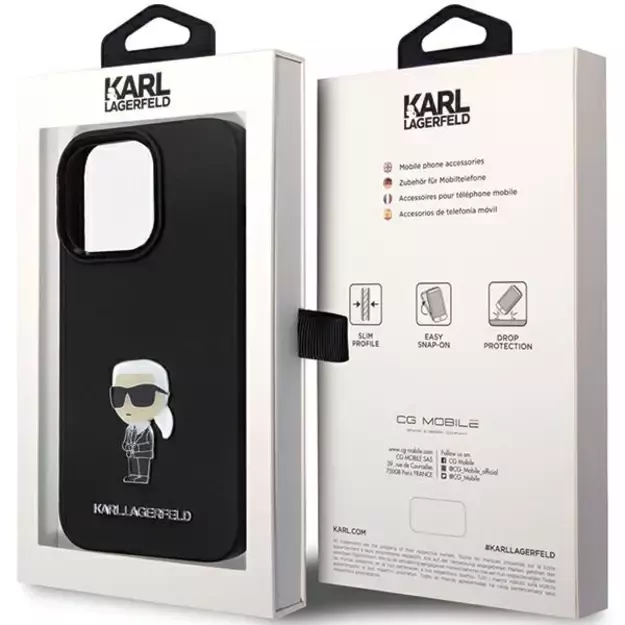 Karl Lagerfeld KLHCP14XSMHKNPK case for iPhone 14 Pro Max 6.7&quot  - black Silicone Ikonik Metal Pin 14