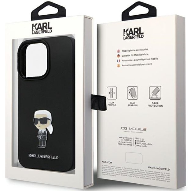 Karl Lagerfeld KLHCP14XSMHKNPK case for iPhone 14 Pro Max 6.7&quot  - black Silicone Ikonik Metal Pin 7