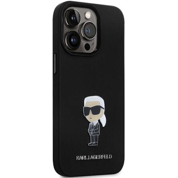 Karl Lagerfeld KLHCP14XSMHKNPK case for iPhone 14 Pro Max 6.7&quot  - black Silicone Ikonik Metal Pin 3