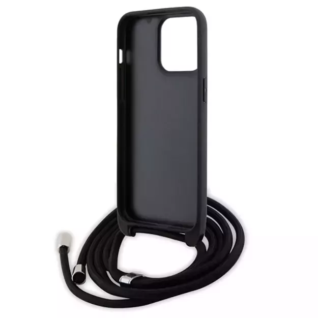 Karl Lagerfeld Crossbody Saffiano Monogram Metal Pin Karl &amp  Choupette Case for iPhone 15 Pro Max - Black 5