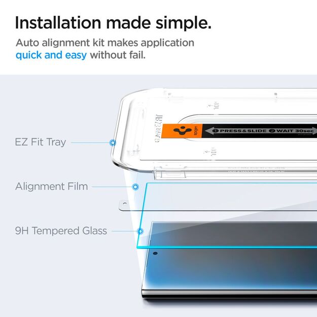 Spigen Glas.tR EZ Fit Tempered Glass for Samsung Galaxy S24 Ultra - 2 pcs. 7