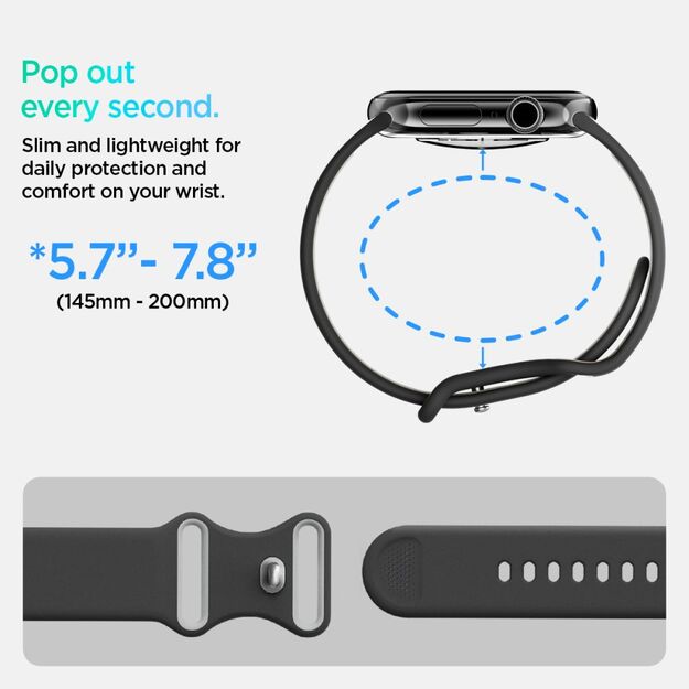 Spigen Nano Pop Strap for Apple Watch 44 / 45 / 46 / 49 mm - Black and Gray 8