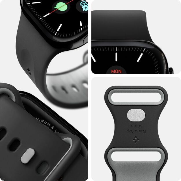 Spigen Nano Pop Strap for Apple Watch 44 / 45 / 46 / 49 mm - Black and Gray 7
