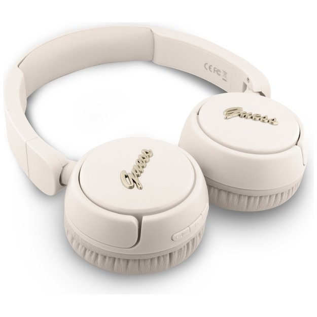 Guess Metal Logo Script Over-Ear Headphones - Beige 2