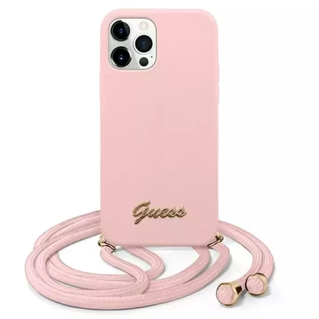 Guess GUHCP12LLSCLMMGLP iPhone 12 Pro Max 6.7&quot  pink/pink hardcase Metal Logo Cord