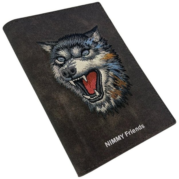 Nimmy Raptor Wolf Passport/Wallet Case - Brown 4
