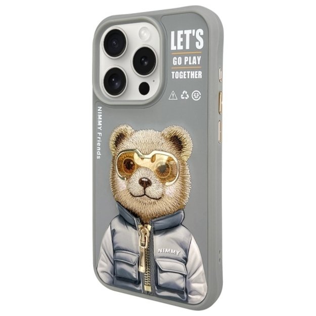 Nimmy Cool&amp Cute 2.0 Bear Case for iPhone 15 Pro - Gray 1