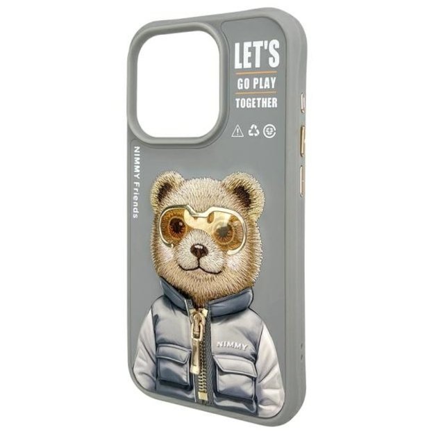 Nimmy Cool&amp Cute 2.0 Bear Case for iPhone 15 Pro - Gray 3