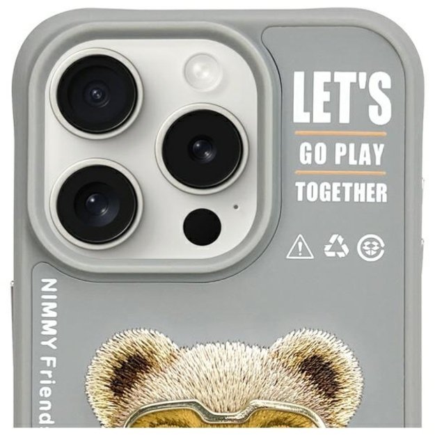 Nimmy Cool&amp Cute 2.0 Bear Case for iPhone 15 Pro - Gray 2