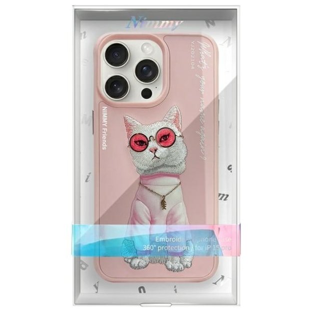 Nimmy Glasses Cool Cat Case for iPhone 15 Pro Max - Pink 10
