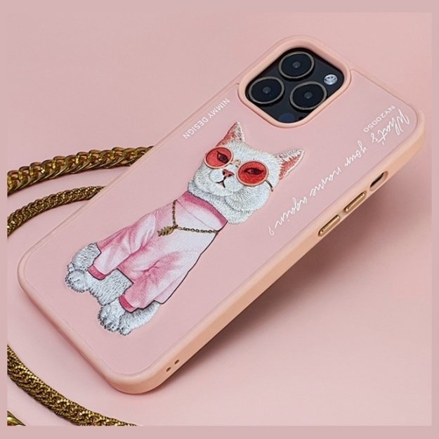 Nimmy Glasses Cool Cat Case for iPhone 15 Pro Max - Pink 8