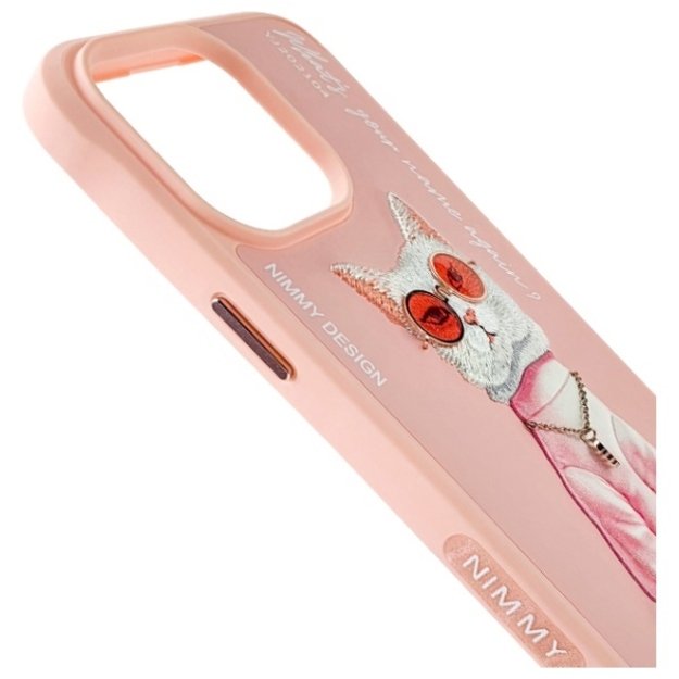 Nimmy Glasses Cool Cat Case for iPhone 15 Pro Max - Pink 3