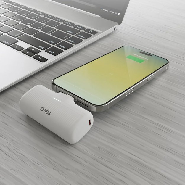 SBS EcoPower 5000 mAh 10W Powerbank with Built-in USB-C Port - White 6