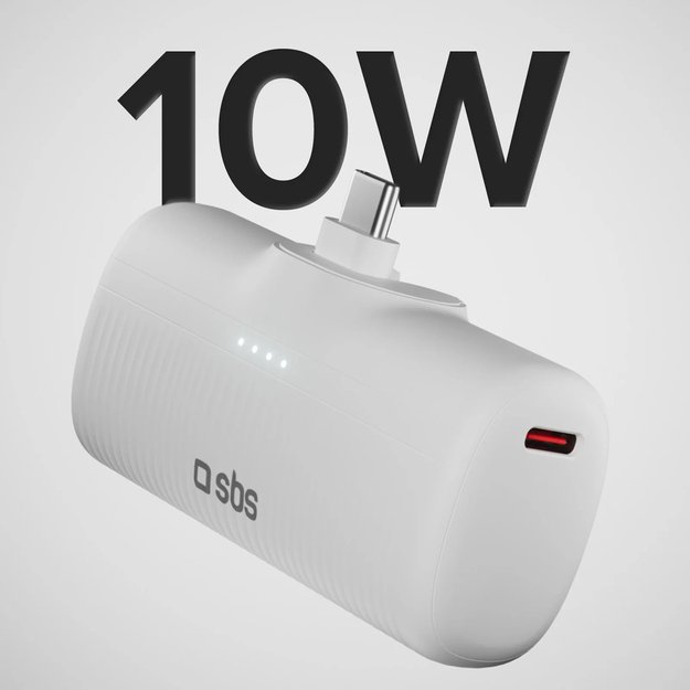 SBS EcoPower 5000 mAh 10W Powerbank with Built-in USB-C Port - White 1