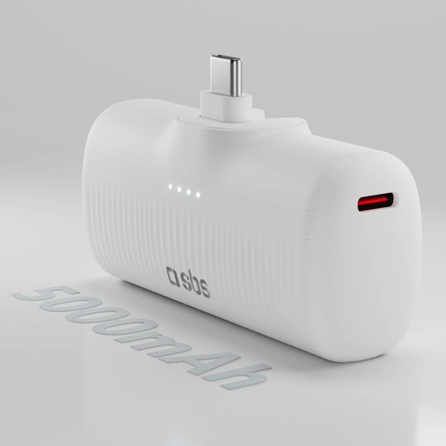 SBS EcoPower 5000 mAh 10W Powerbank with Built-in USB-C Port - White 2