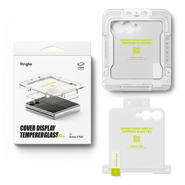 Ringke Cover Display Easy Slide Tempered Glass 2-pack for Samsung Galaxy Z Flip 7 - Transparent 8