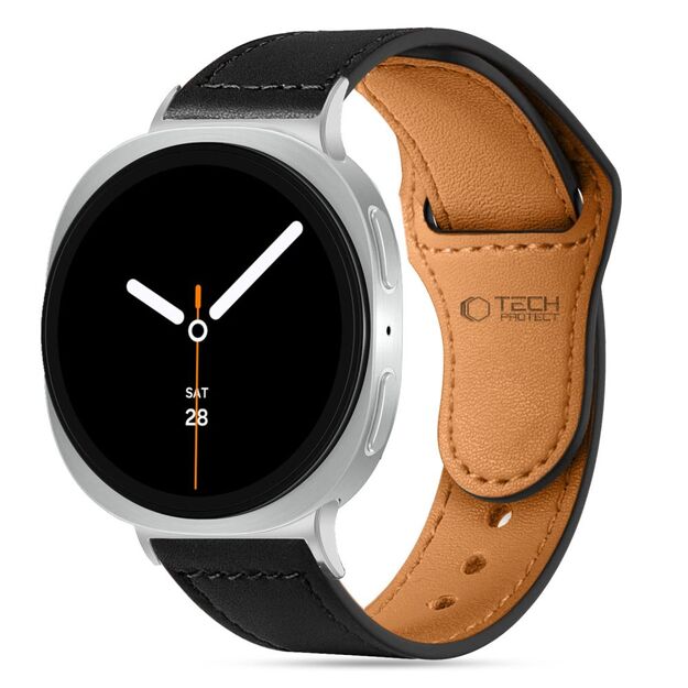Tech-Protect Leatherfit Strap for Samsung Galaxy Watch 40/44/46 mm - Black 2