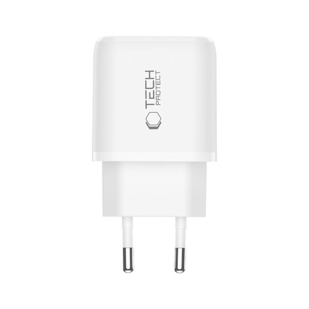 Tech-Protect NCA30 PD 30W QC3.0 USB-A / USB-C Wall Charger - White 2