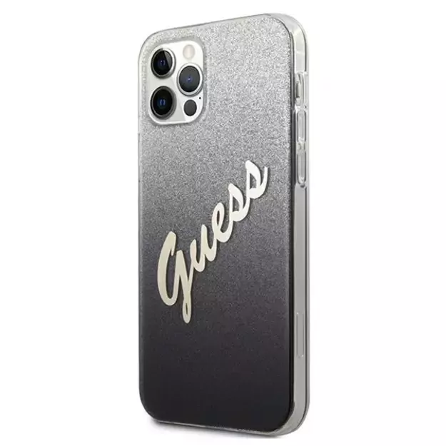 Guess GUHCP12MPCUGLSBK iPhone 12/12 Pro 6.1&quot  black/black hardcase Glitter Gradient Script 8