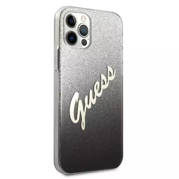 Guess GUHCP12MPCUGLSBK iPhone 12/12 Pro 6.1&quot  black/black hardcase Glitter Gradient Script 10