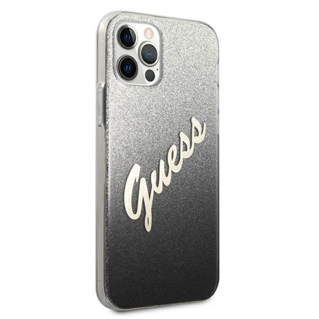 Guess GUHCP12MPCUGLSBK iPhone 12/12 Pro 6.1&quot  black/black hardcase Glitter Gradient Script 3