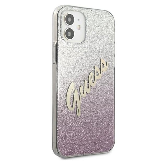 Guess GUHCP12SPCUGLSPI iPhone 12 mini 5.4&quot  pink/pink hardcase Glitter Gradient Script 10