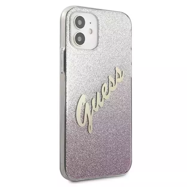 Guess GUHCP12SPCUGLSPI iPhone 12 mini 5.4&quot  pink/pink hardcase Glitter Gradient Script 3