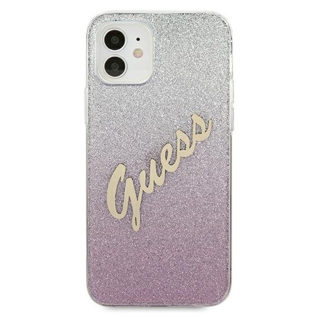 Guess GUHCP12SPCUGLSPI iPhone 12 mini 5.4&quot  pink/pink hardcase Glitter Gradient Script 9