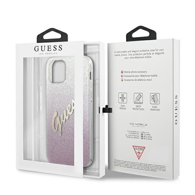 Guess GUHCP12SPCUGLSPI iPhone 12 mini 5.4&quot  pink/pink hardcase Glitter Gradient Script 14