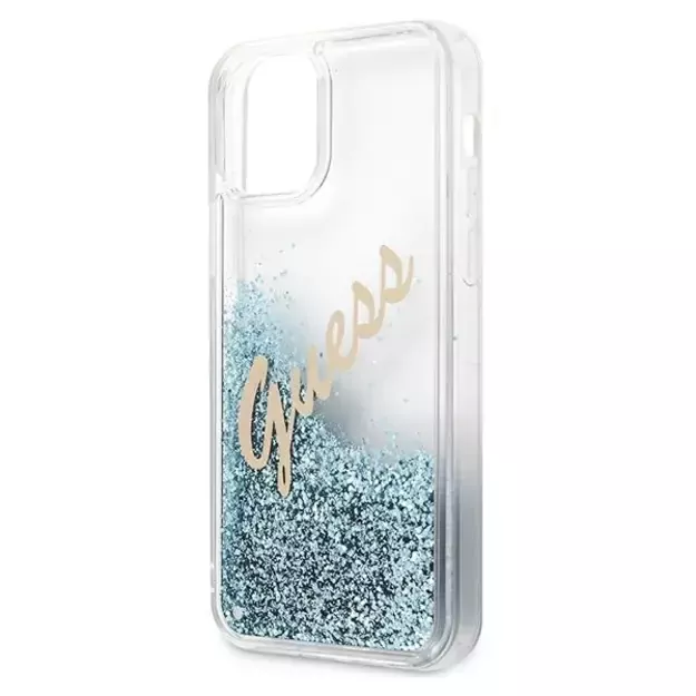 Guess GUHCP12LGLVSBL iPhone 12 Pro Max 6.7&quot  blue/blue hardcase Glitter Vintage Script 14