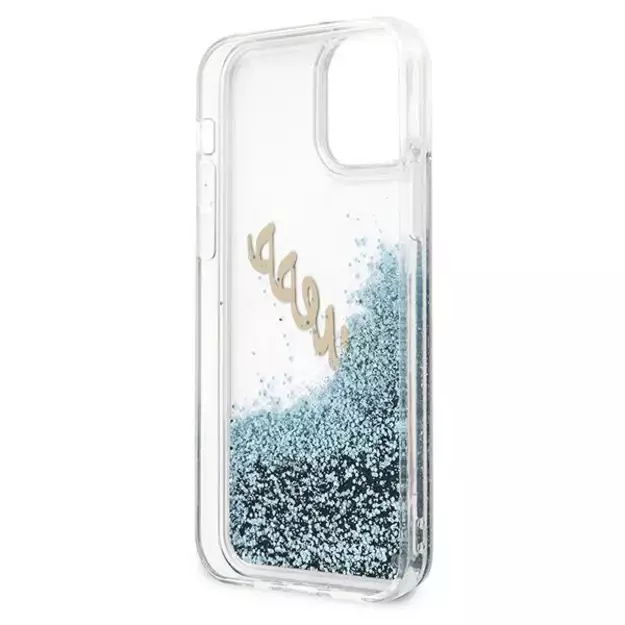 Guess GUHCP12LGLVSBL iPhone 12 Pro Max 6.7&quot  blue/blue hardcase Glitter Vintage Script 15