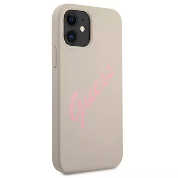 Guess GUHCP12SLSVSGP iPhone 12 mini 5.4&quot  gray pink/grey pink hardcase Silicone Vintage 10