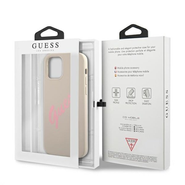 Guess GUHCP12SLSVSGP iPhone 12 mini 5.4&quot  gray pink/grey pink hardcase Silicone Vintage 7