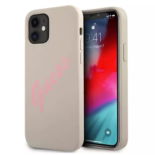 Guess GUHCP12SLSVSGP iPhone 12 mini 5.4&quot  gray pink/grey pink hardcase Silicone Vintage