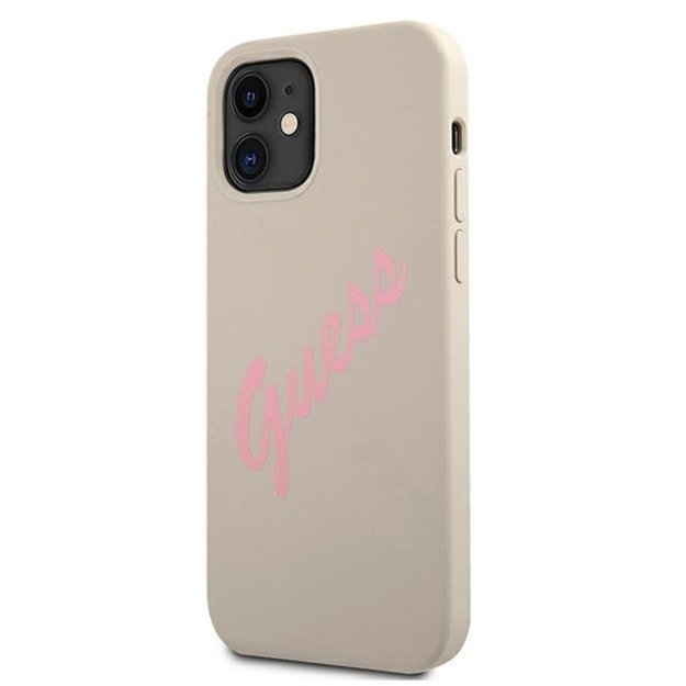 Guess GUHCP12SLSVSGP iPhone 12 mini 5.4&quot  gray pink/grey pink hardcase Silicone Vintage 1